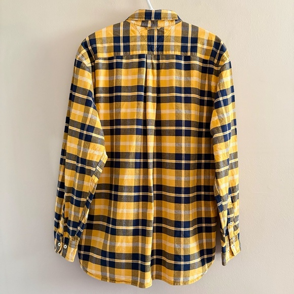 Tommy Hilfiger Yellow & Navy Blue Plaid Button Down Shirt Cotton Blend - Picture 11 of 16
